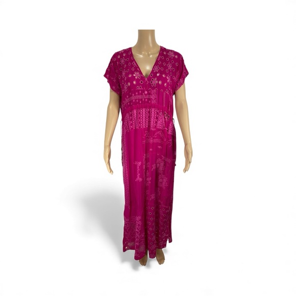 Johnny Was Embroidered Olympia Patchwork Kimono Dress Size XS